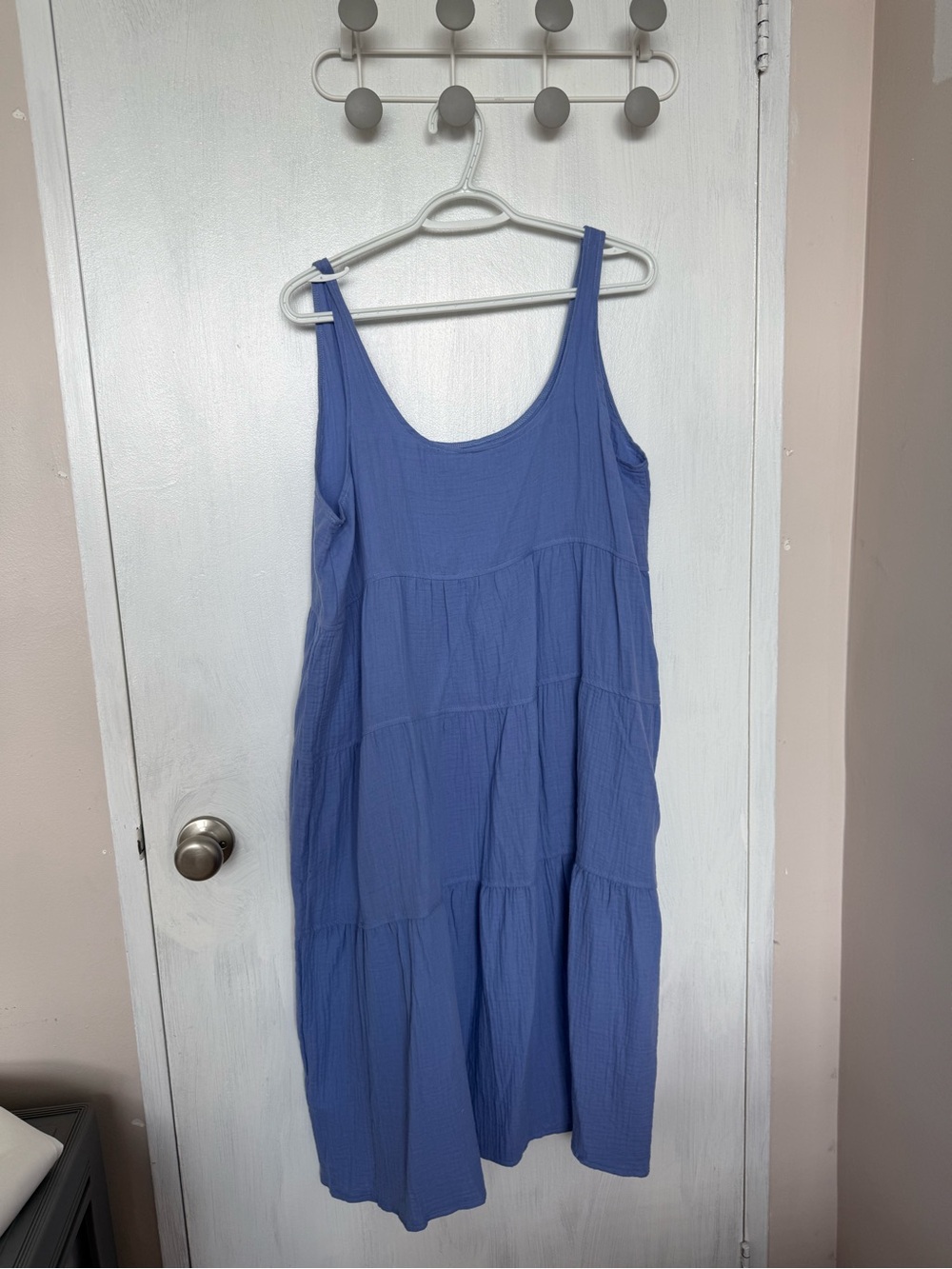 Light Blue Tiered Sleeveless Sundress - Picture 2 of 3